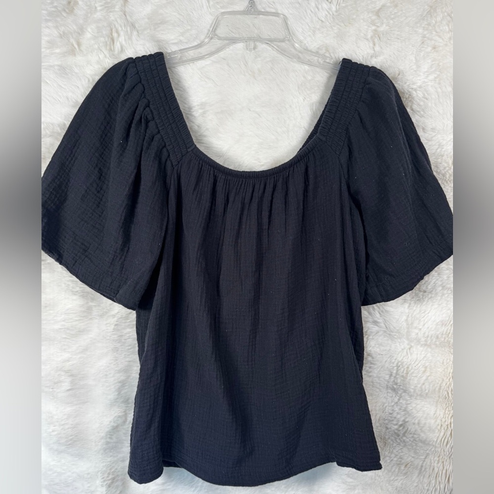 Maurices Black Scoop-Neck Puff Sleeve Blouse